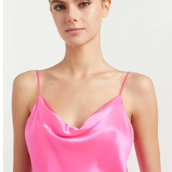 NWT "Cinq a Sept" 100% pink Silk camisole with cowl neckline. - Picture 5 of 5